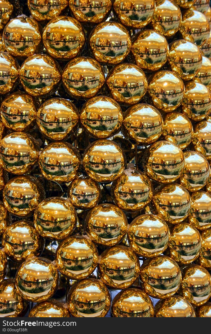 Gold Crystal balls, holiday background