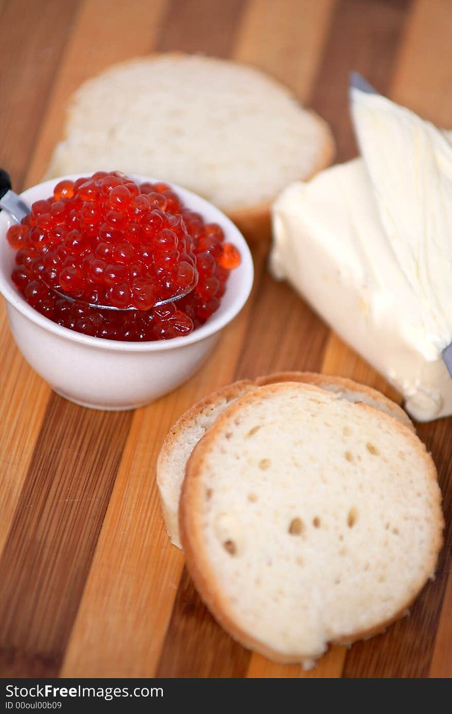 An image of bread with caviar. An image of bread with caviar