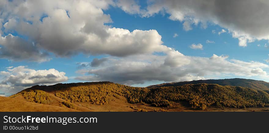 Coulds on the alpine farmland