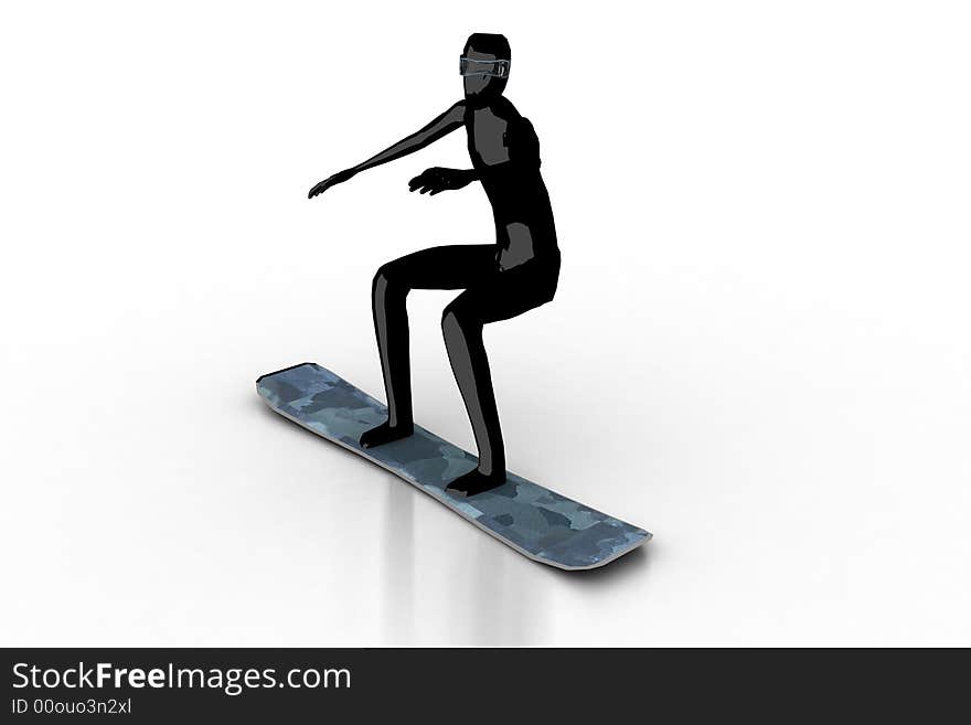 Snowboarder On White Background