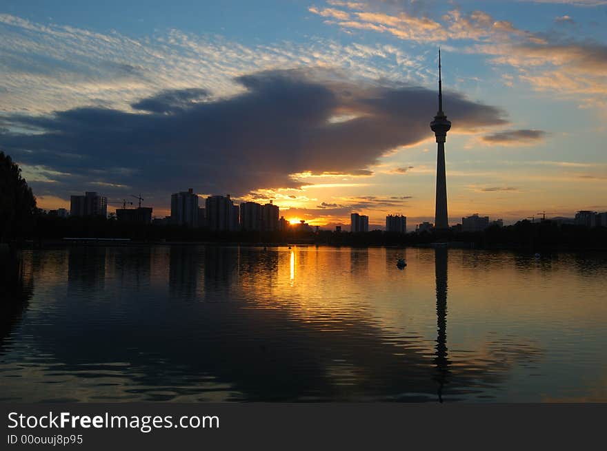 CCTV tower at Sunset