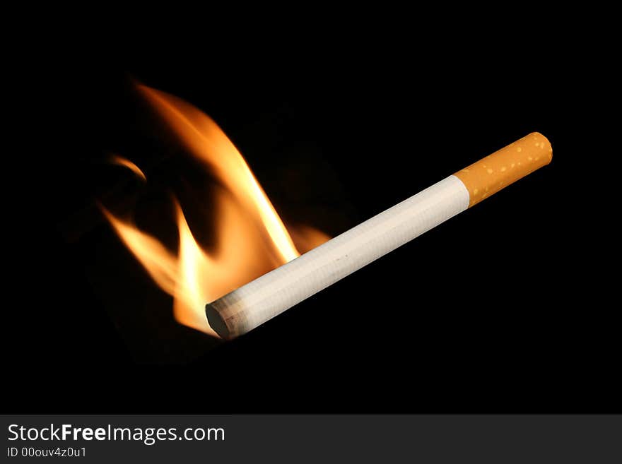 A Isolated Cigarette on a black background