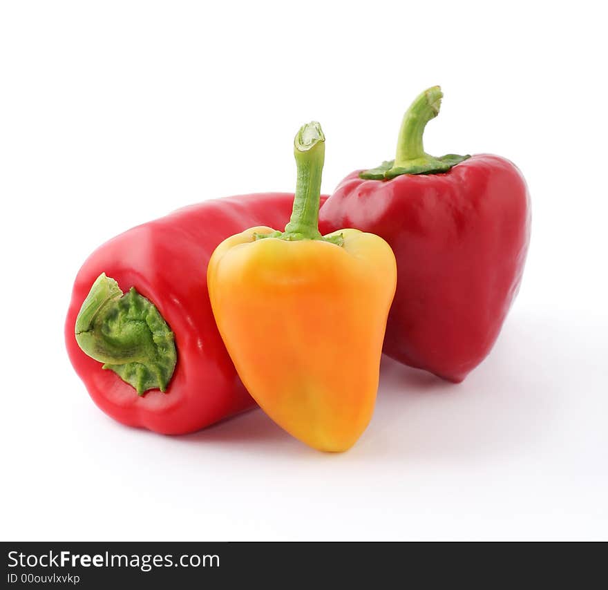 Fresh peppers isolated on white background