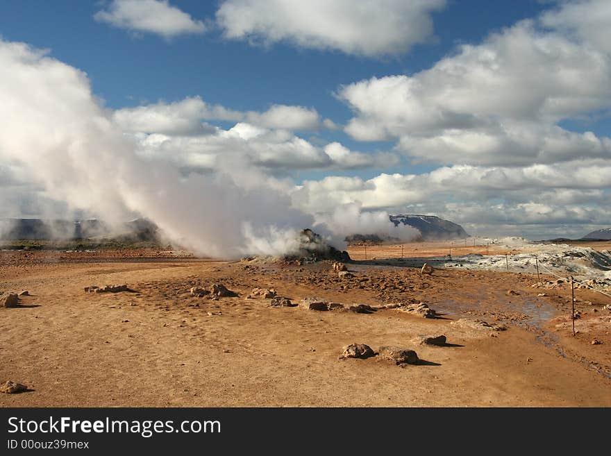 Geothermal activity in Hverarond, Iceland. Geothermal activity in Hverarond, Iceland