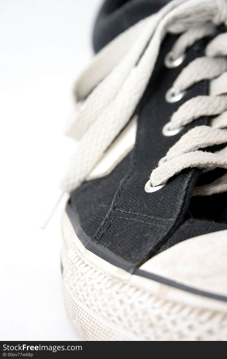 Modern black white sneaker with laces. Modern black white sneaker with laces