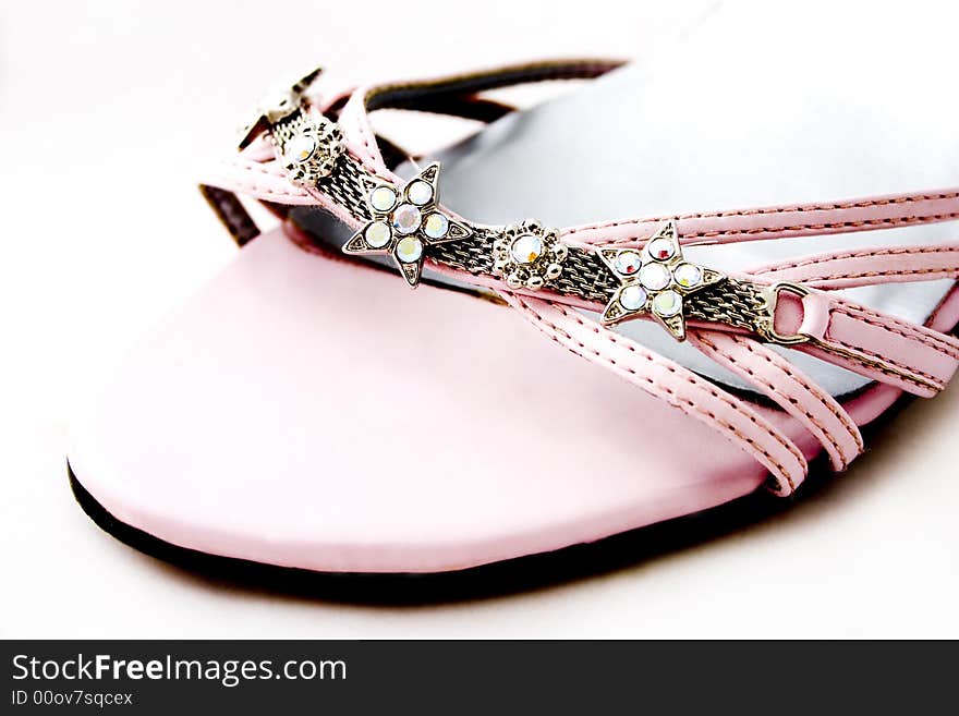 Elegant beaded pink shoe detail