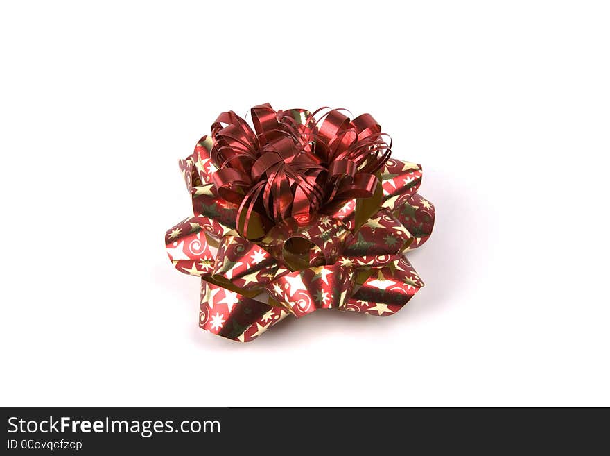 Isolated red and golden Christmas Bow