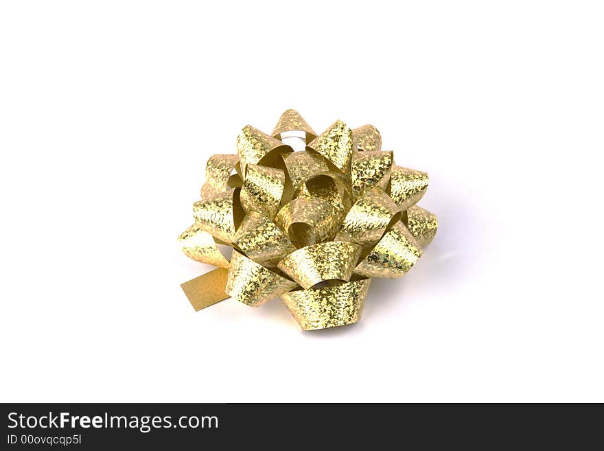 Isolated golden Christmas decoration bow. Isolated golden Christmas decoration bow