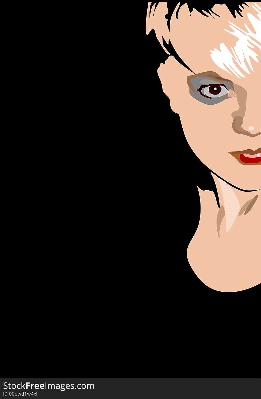 The young woman on a black background