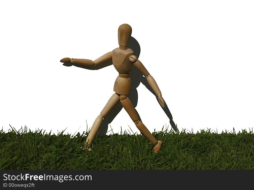 Art model man running in the grass. Art model man running in the grass