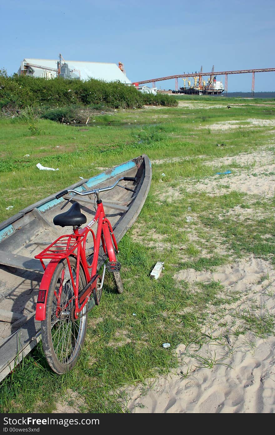 Bicycle and canoe