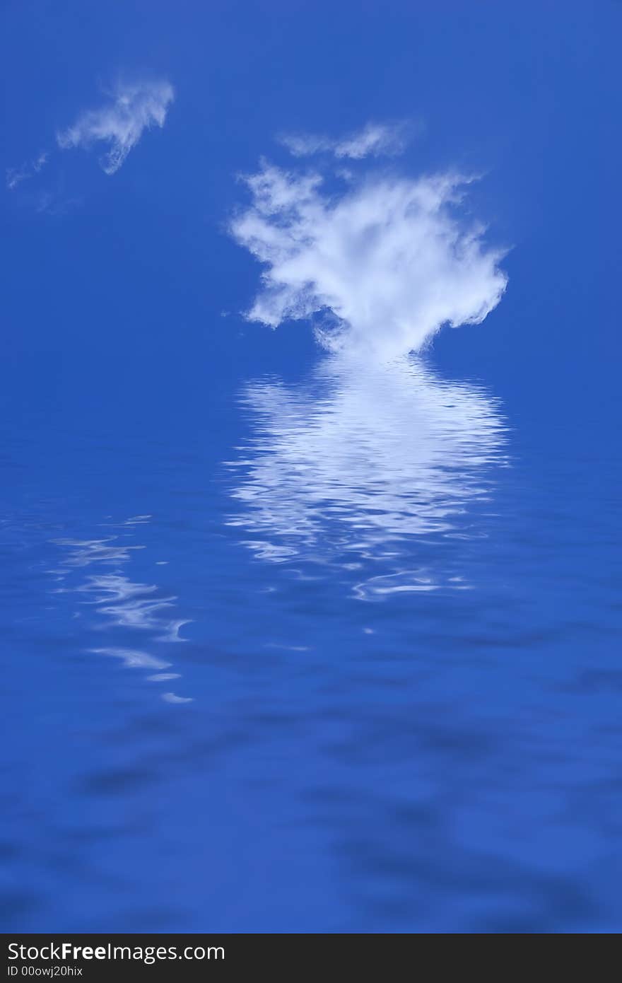 Blue sky with clouds on the water. Blue sky with clouds on the water