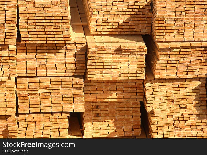 Stack of boards, saw-timbers from wood