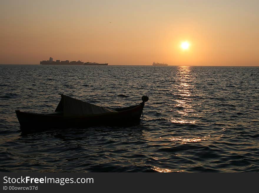 Boat at sunset