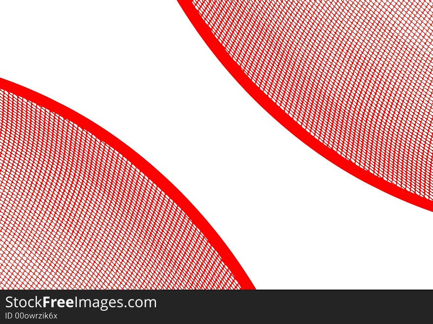 Abstract illustration, two sectors from a red net bias shot. White background. Abstract illustration, two sectors from a red net bias shot. White background.