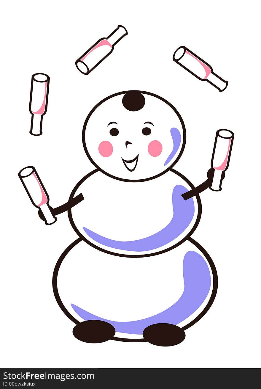 Fun snowman with five bottles