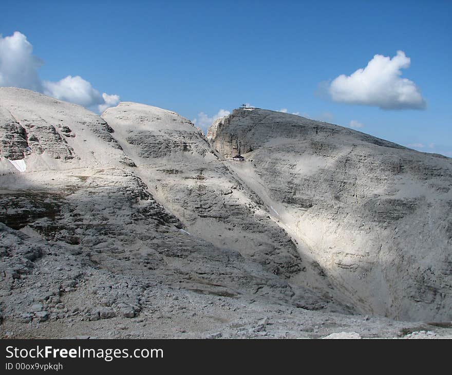 View of a mountain-chain in the Sella-Group in Southtyrol, Italy. View of a mountain-chain in the Sella-Group in Southtyrol, Italy