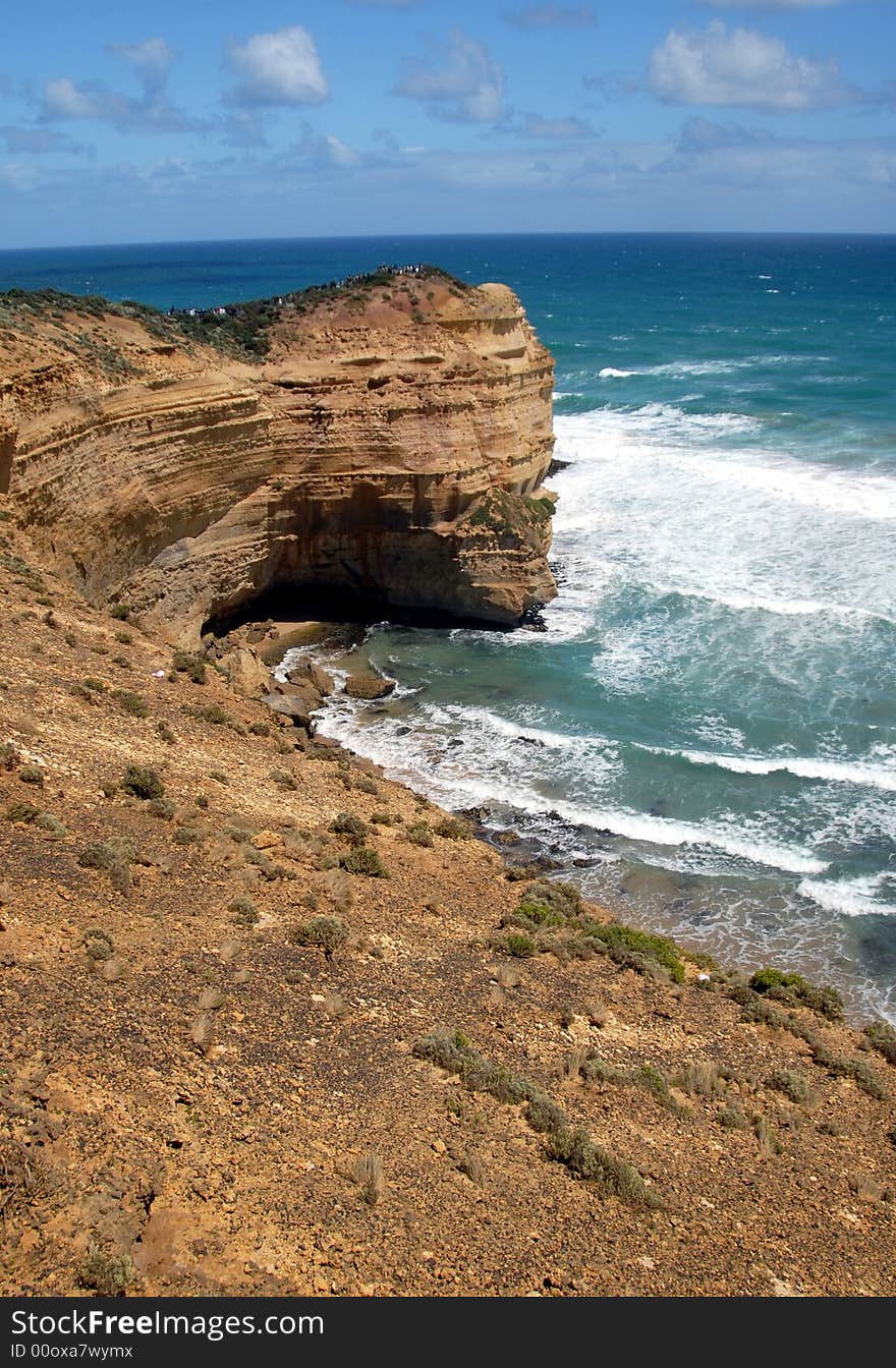 Lime stone coast showing rock stack named, the twelve apostles in Victoria, Australia. Lime stone coast showing rock stack named, the twelve apostles in Victoria, Australia