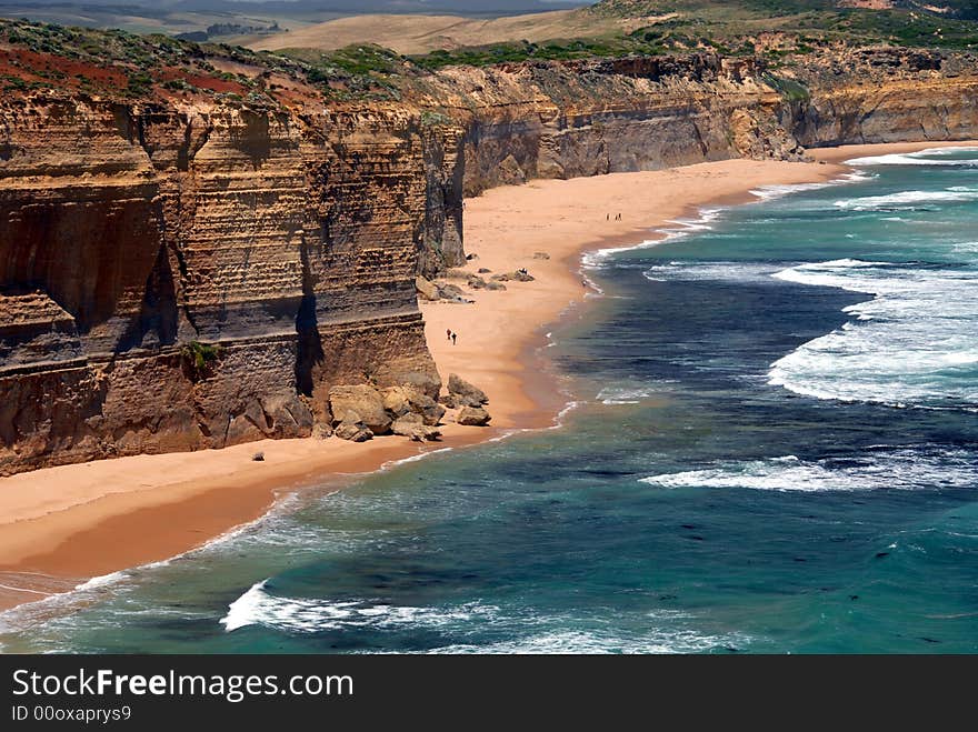 Lime stone coast showing rock stack named, the twelve apostles in Victoria, Australia. Lime stone coast showing rock stack named, the twelve apostles in Victoria, Australia