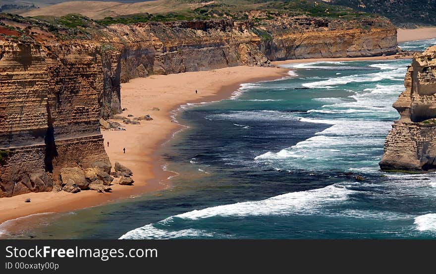 Lime stone coast showing rock stack named, the twelve apostles in Victoria, Australia. Lime stone coast showing rock stack named, the twelve apostles in Victoria, Australia