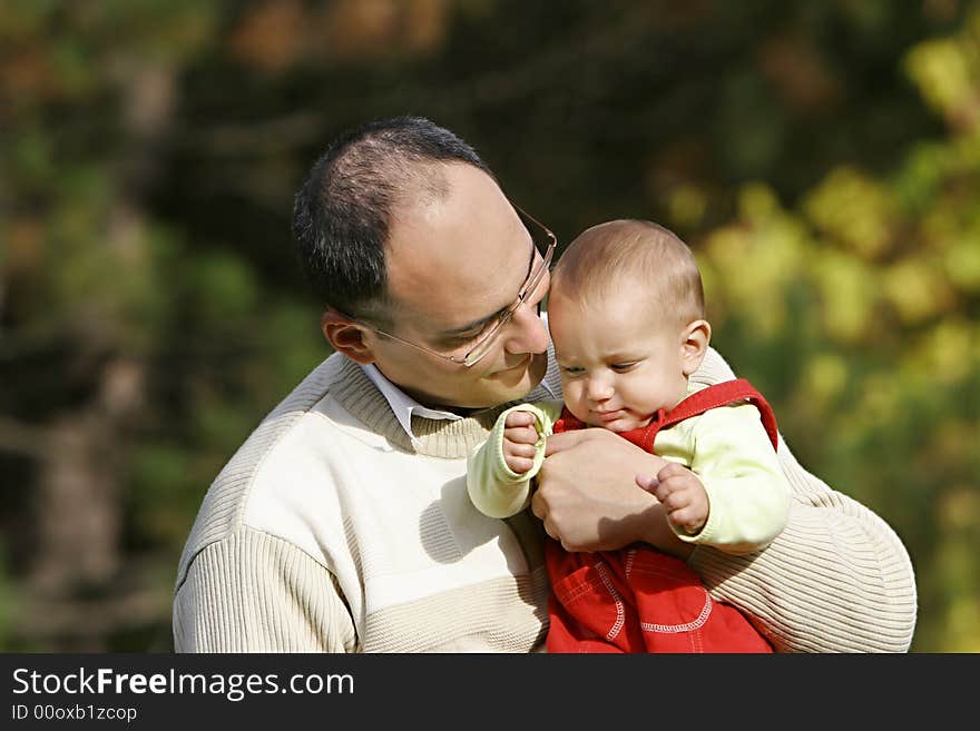 Father and son close up portrait. Father and son close up portrait