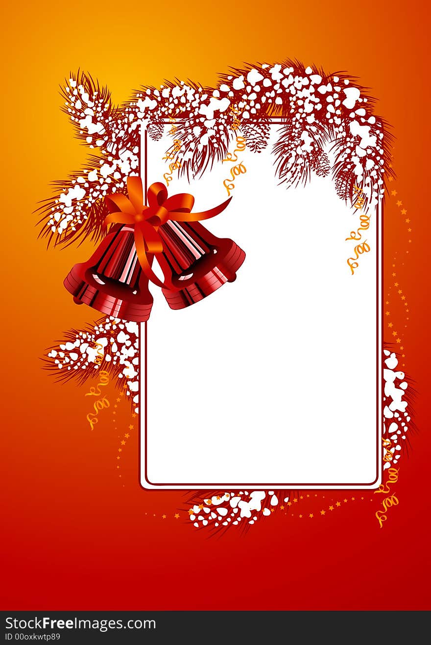 Frame With Christmas Bells Red Color