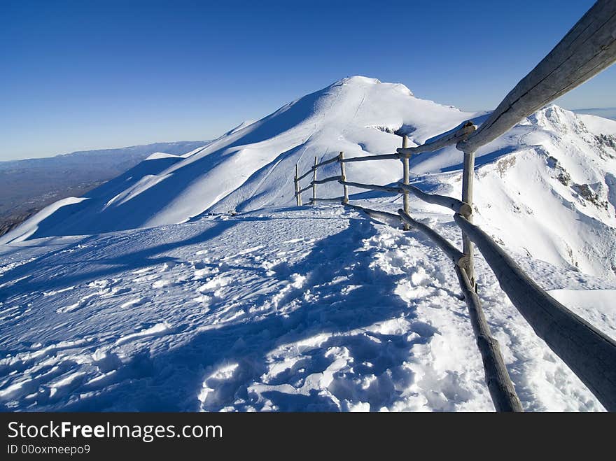 Seasonal snowy mountain peaks