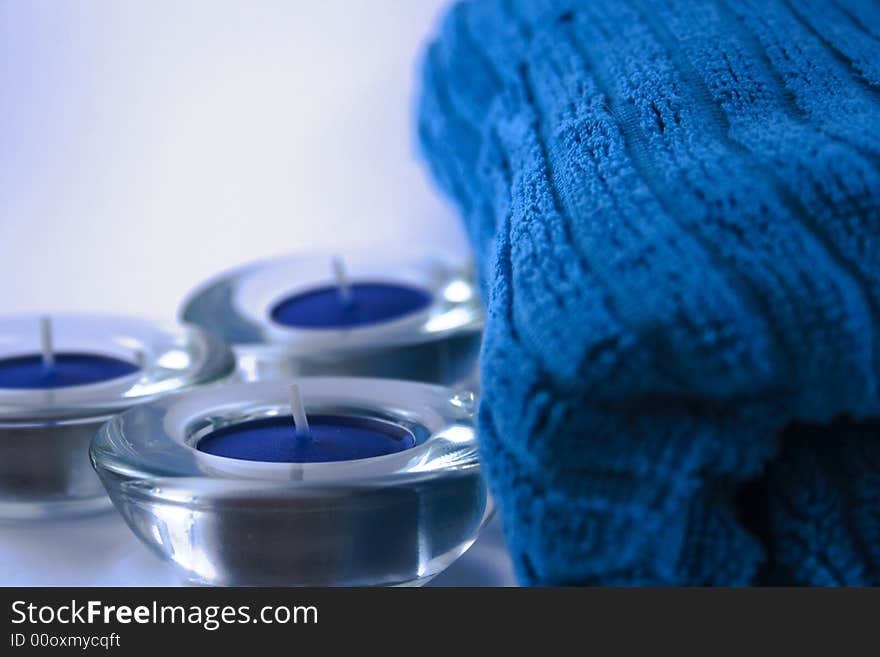 Blue Towel And Candles