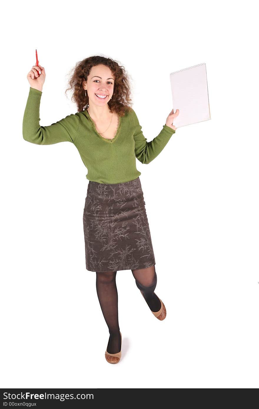 Woman with pen and white sheet