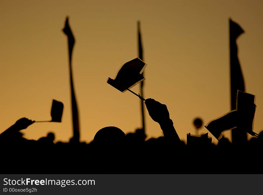 Waving flags, silhouette, taken in israel. Waving flags, silhouette, taken in israel