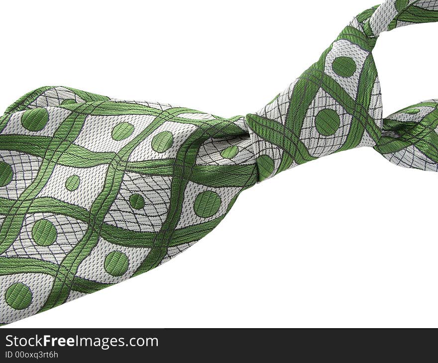 Old style green necktie isolated fragment. Old style green necktie isolated fragment