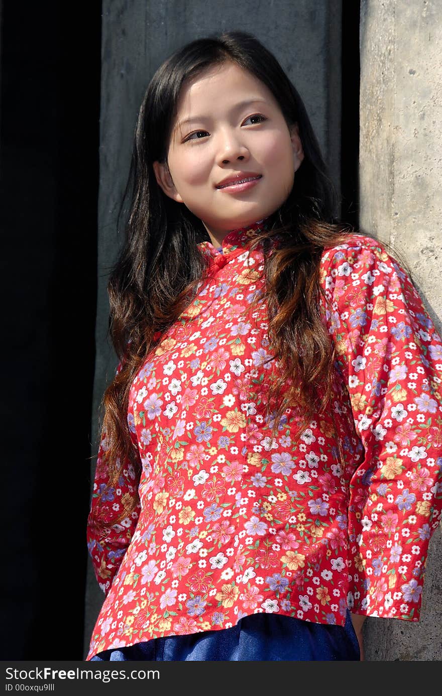 Red dress culture traditional chinese girl