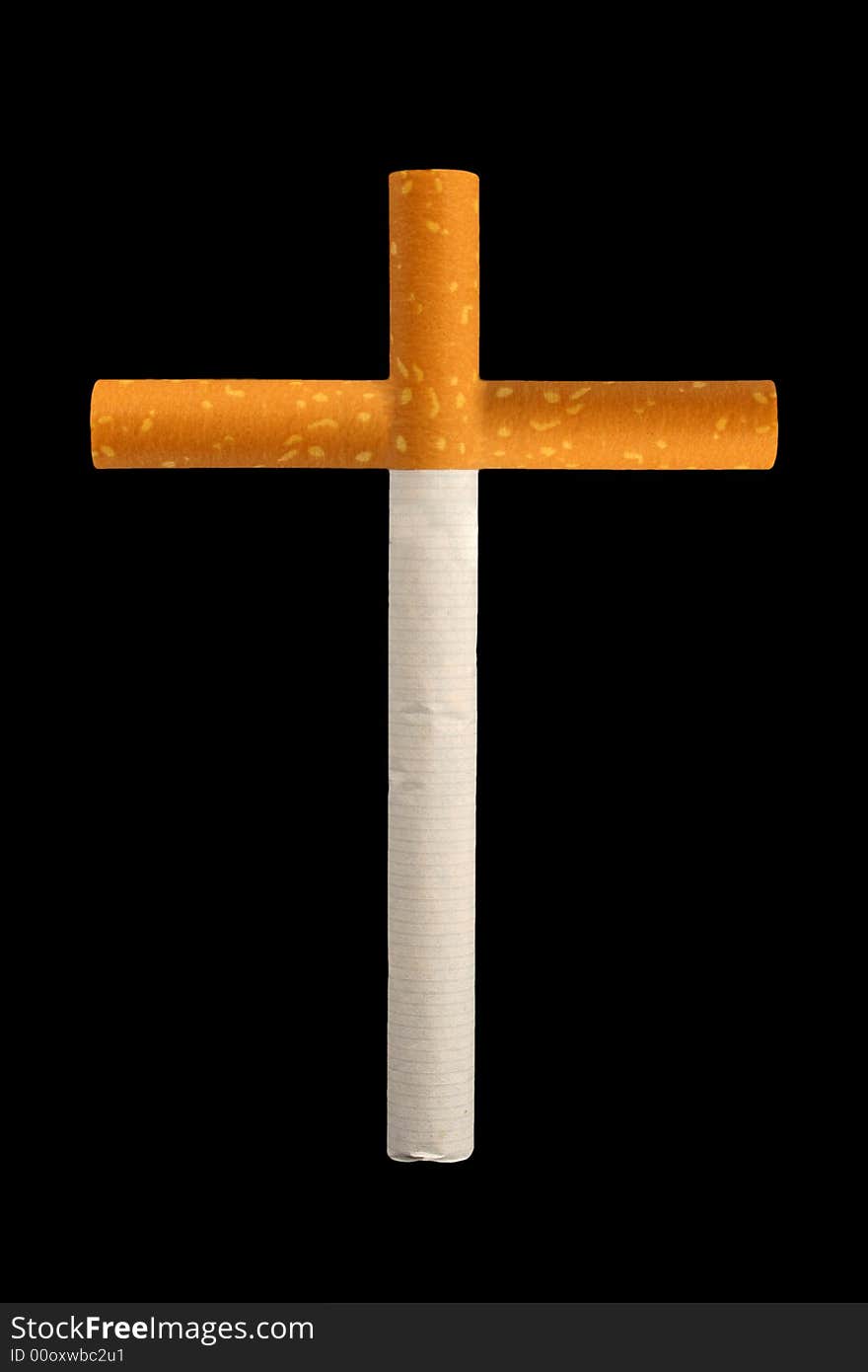 Isolated Cigarette cross on a black background