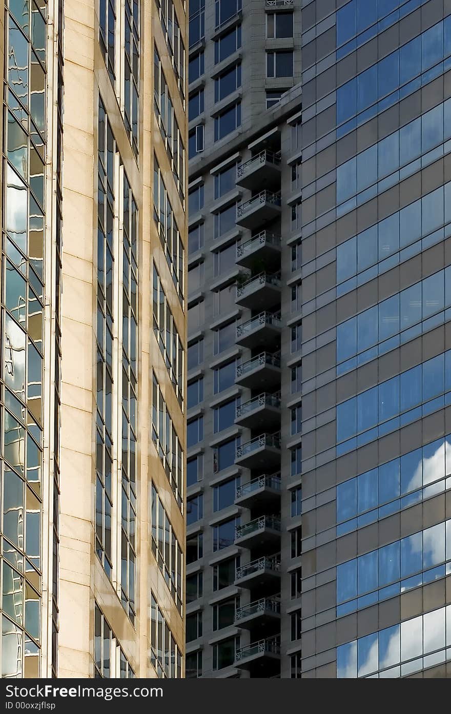 Modern skyscrapers with reflective windows