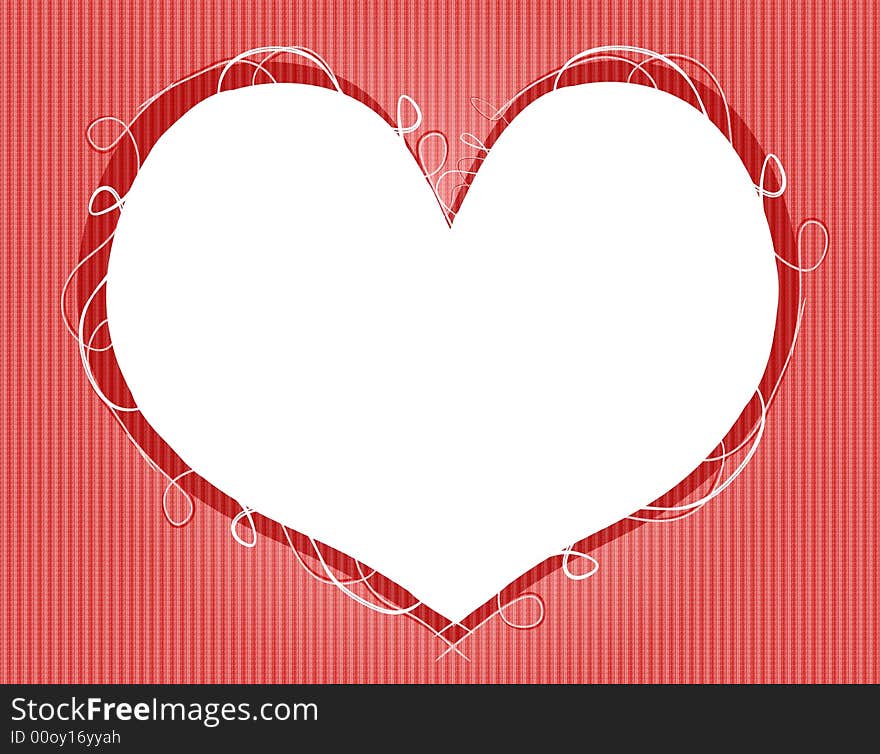 An illustration featuring a red, pink and white striped pattern with white heart in center for use as a frame or border background. An illustration featuring a red, pink and white striped pattern with white heart in center for use as a frame or border background