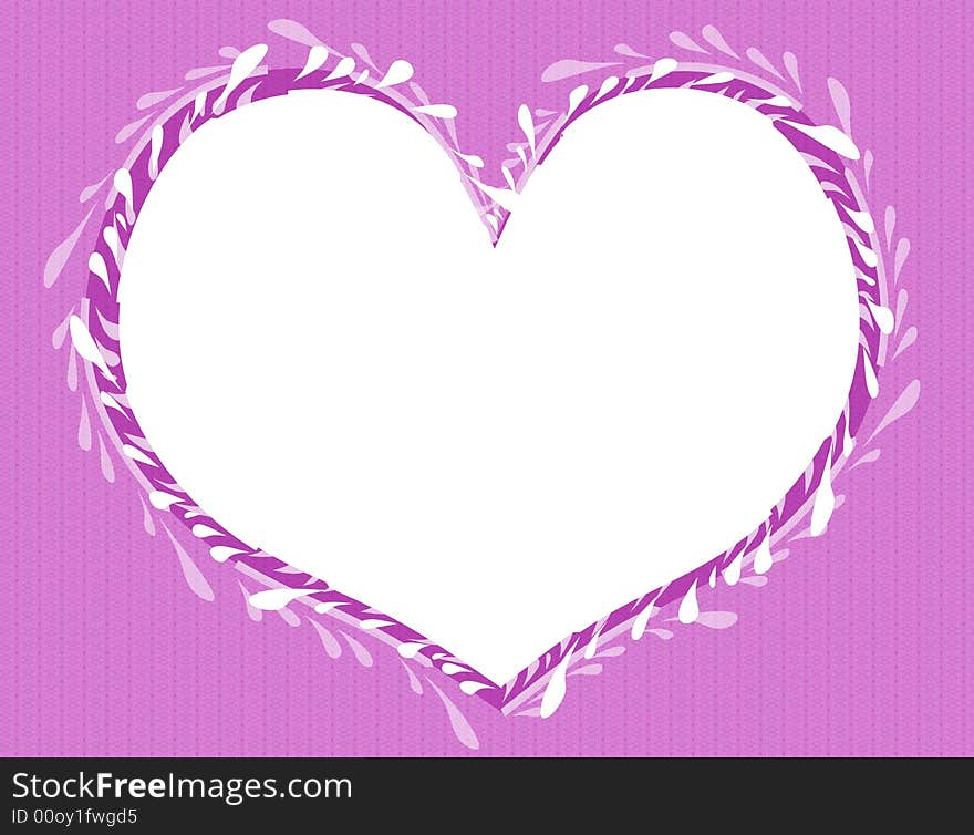 An illustration featuring a purple and white striped pattern with white heart in center for use as a frame or border background. An illustration featuring a purple and white striped pattern with white heart in center for use as a frame or border background