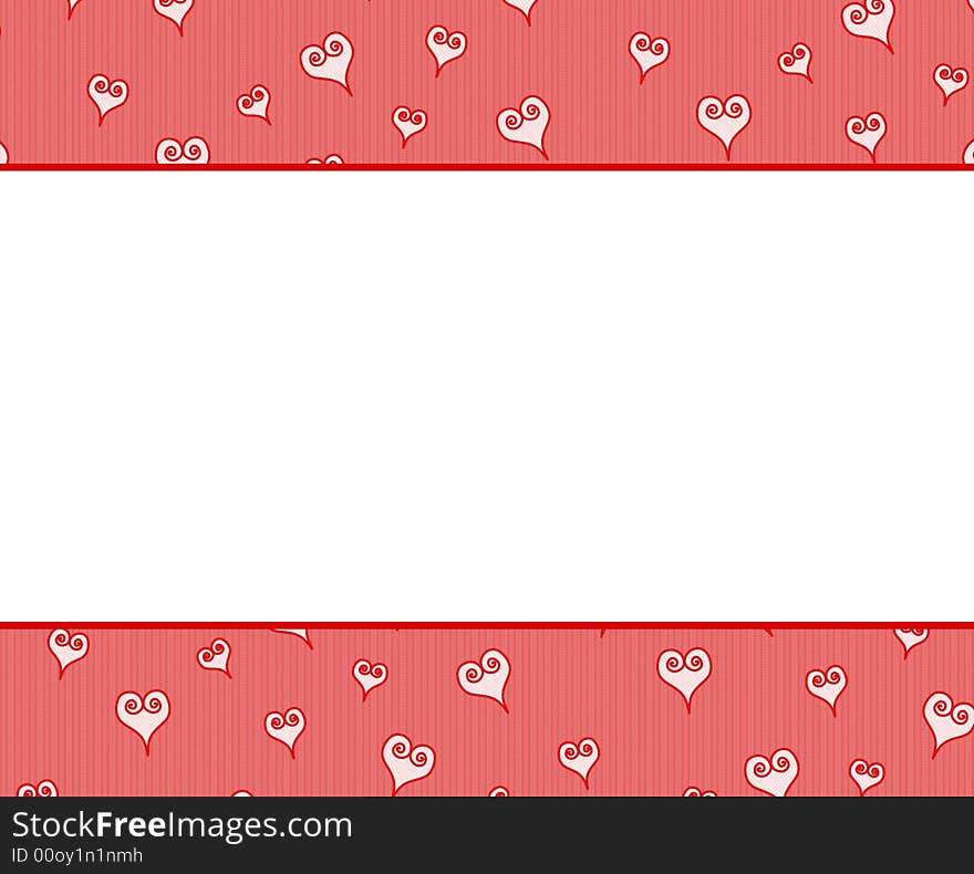 A background border illustration featuring pink textured stripes and white decorative hearts arranged as a top and bottom border. A background border illustration featuring pink textured stripes and white decorative hearts arranged as a top and bottom border