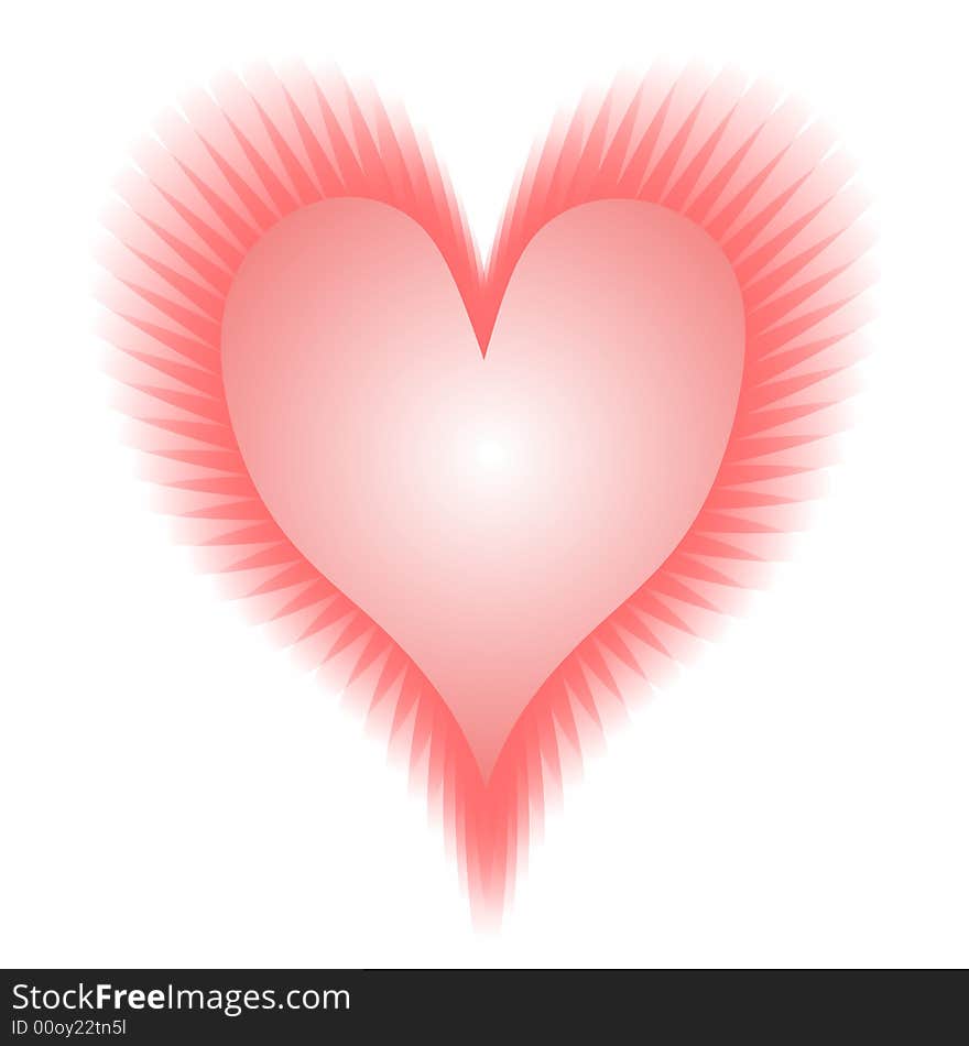 A clipart illustration featuring a single pink heart with unique wispy edging isolated on white. A clipart illustration featuring a single pink heart with unique wispy edging isolated on white