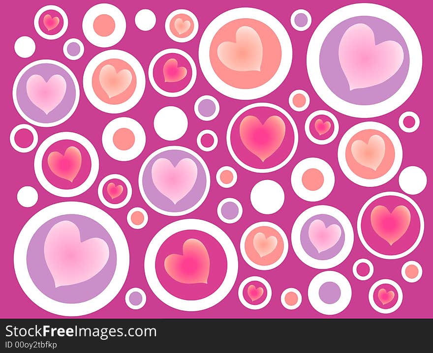 Abstract Hearts in Circles Pattern