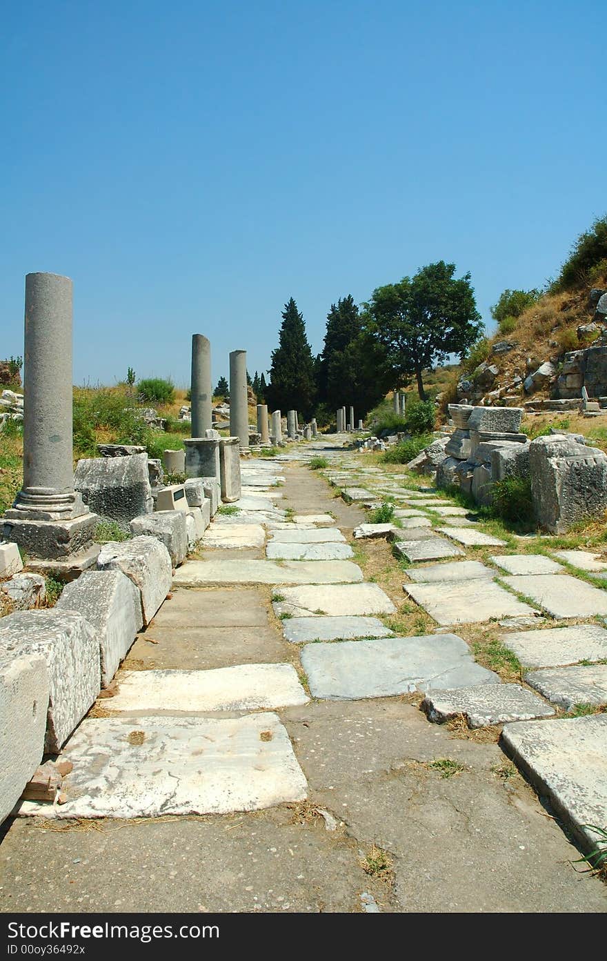 Roman street in Ephesus, Turkey with columns and arches. Roman street in Ephesus, Turkey with columns and arches