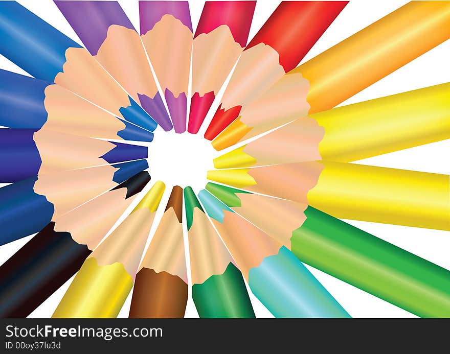 Vector image color pencils on white background