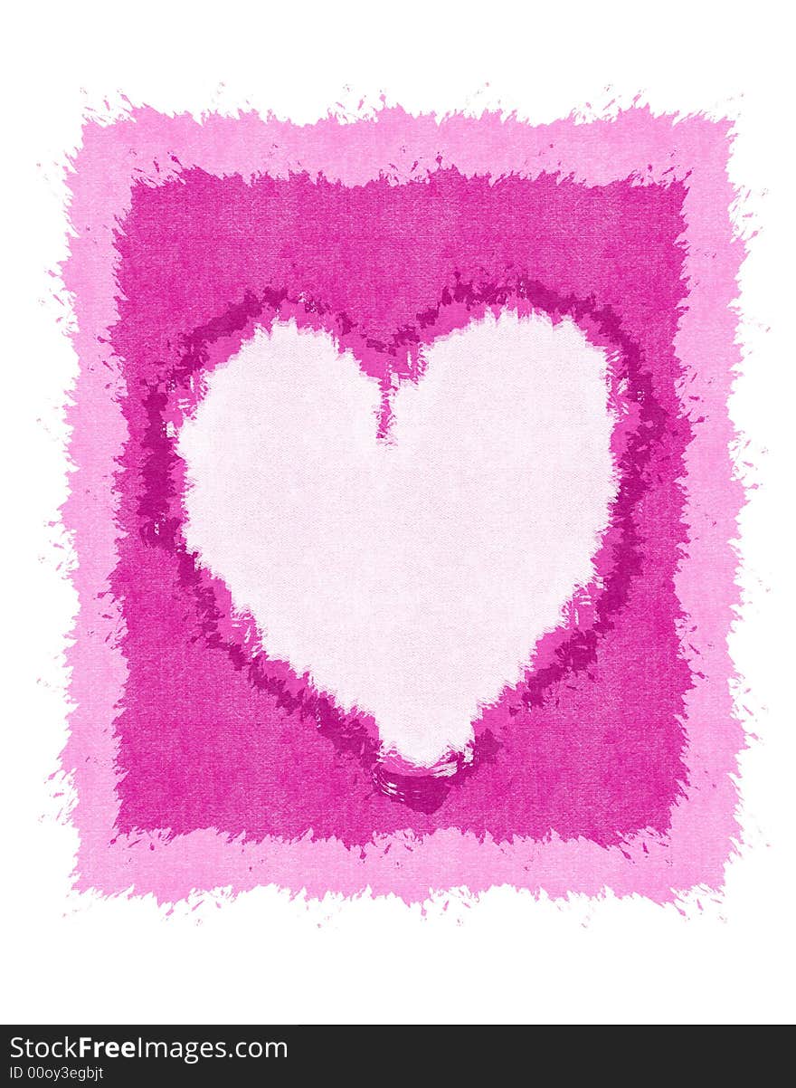 A background illustration featuring a grunge pink, purple and white paper textured Valentine's Day heart. A background illustration featuring a grunge pink, purple and white paper textured Valentine's Day heart