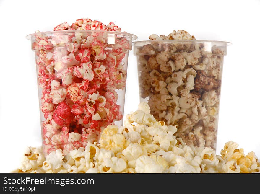 Popcorn on a white background