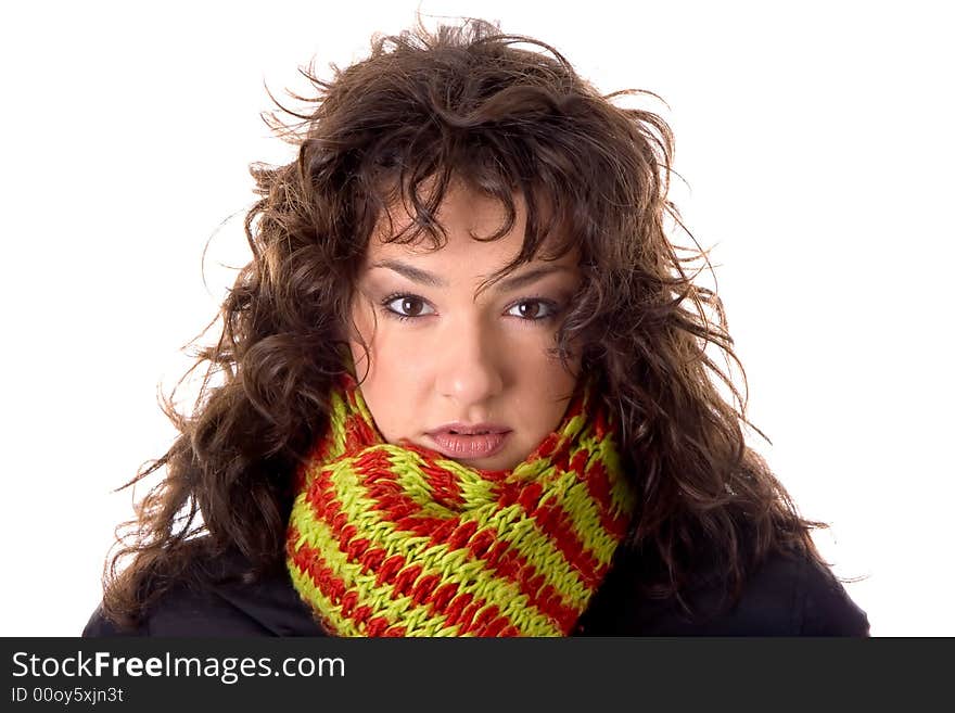 Baautiful brunette girl with shawl. Baautiful brunette girl with shawl