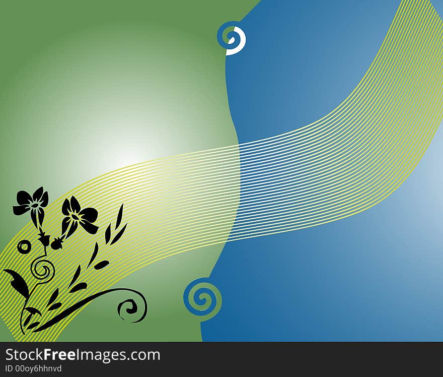 Abstract colored background with flower shape and small spirals. Abstract colored background with flower shape and small spirals