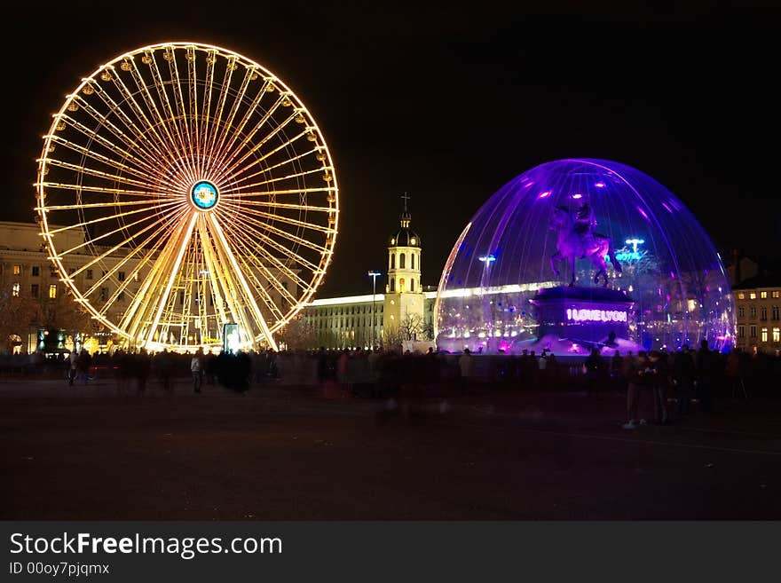 Bellecour Square In Lyon During Light Festival