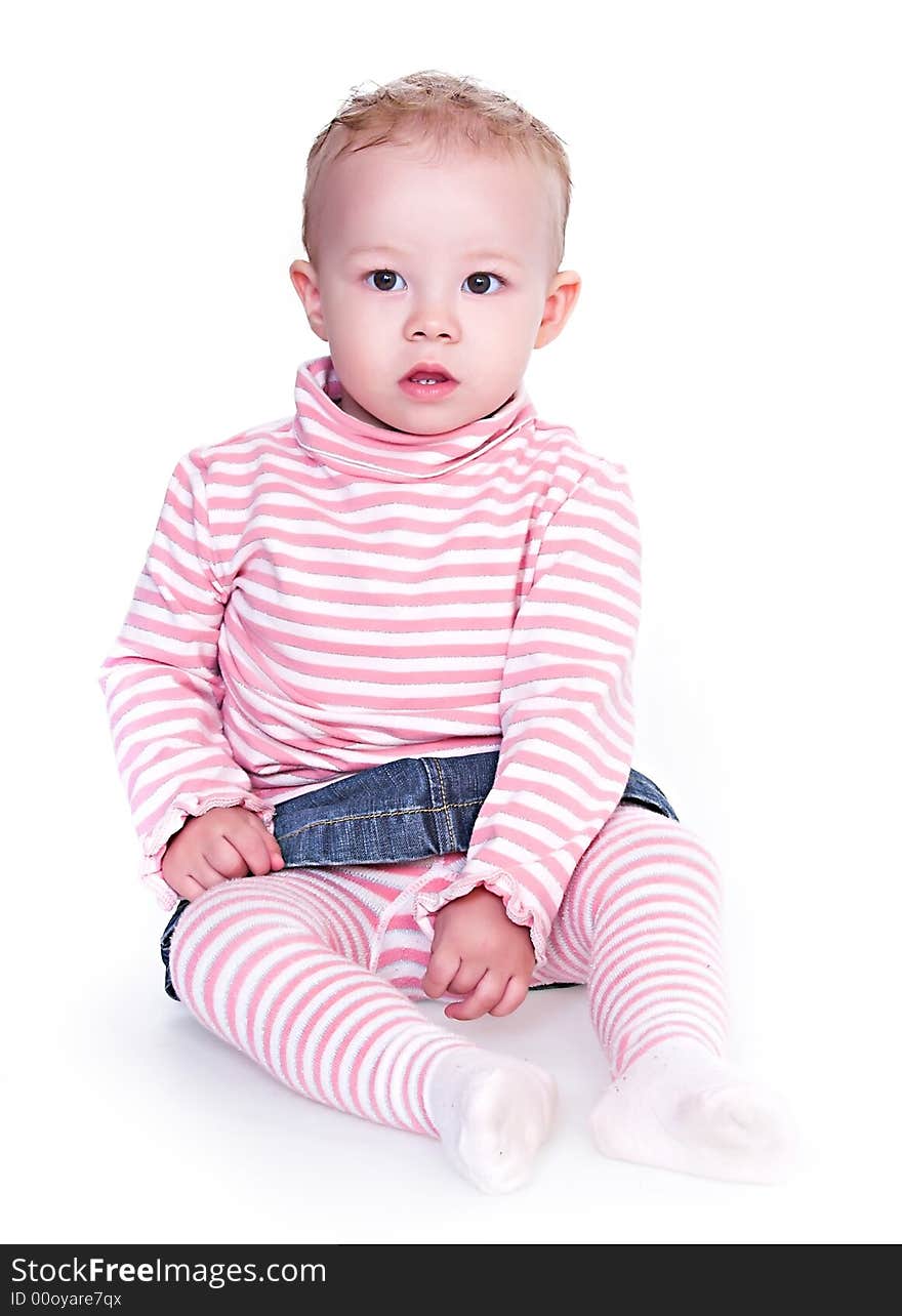 Little girl posing on isolated white background. Little girl posing on isolated white background