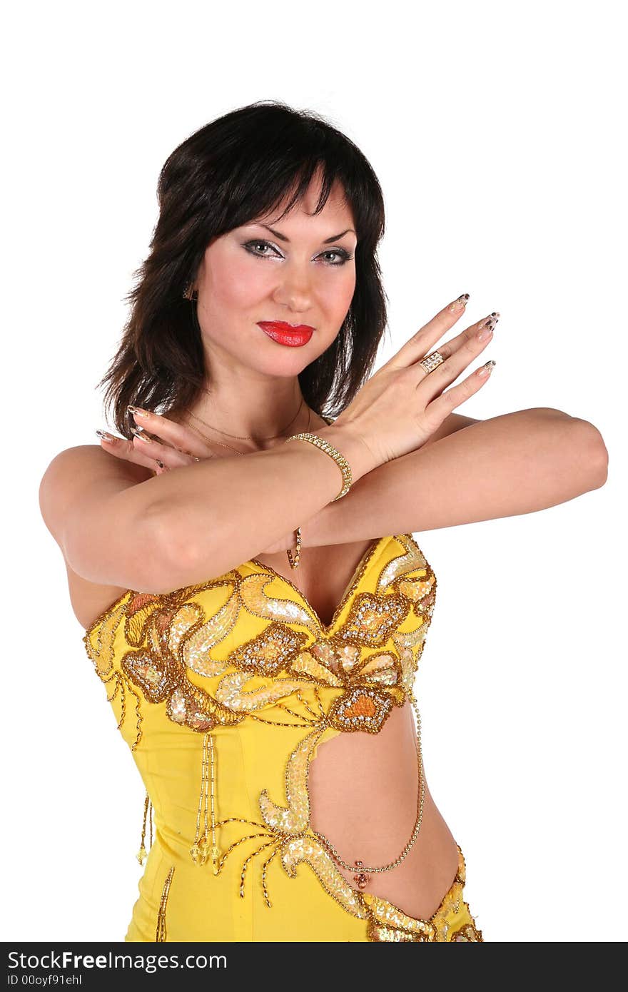 Bellydance woman in yellow