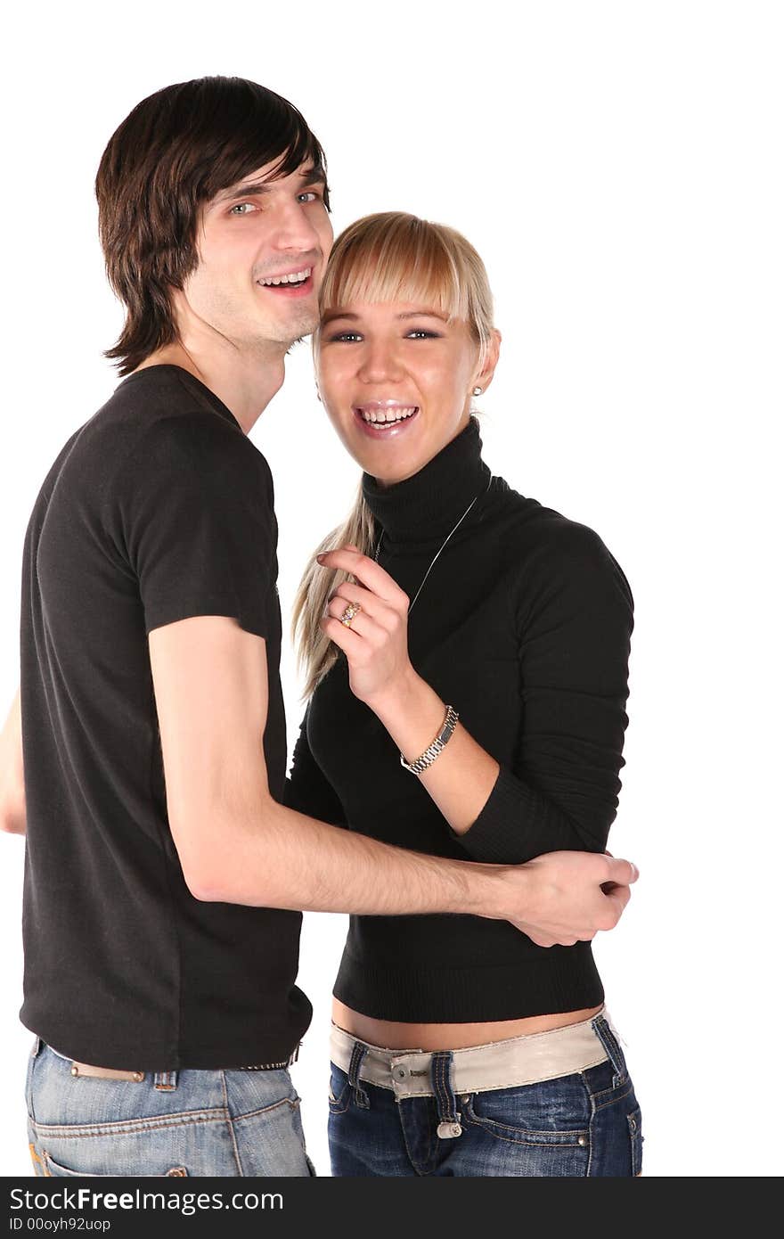 Couple in black on white