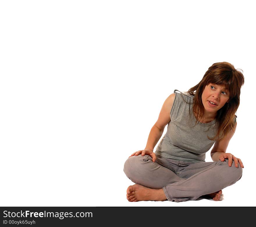 Cute young lady smiling, isolated on white. Cute young lady smiling, isolated on white